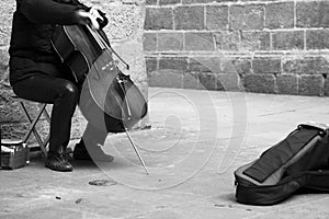 Busker playing the cello