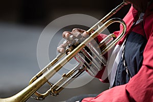 Busker playing his trumpet in mexico