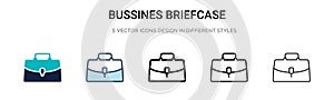 Bussines briefcase icon in filled, thin line, outline and stroke style. Vector illustration of two colored and black bussines