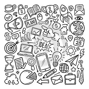 Bussiness Icon Hand Drawn Doodle Vector