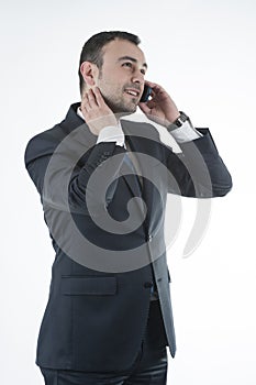 Bussinessman on phone and speaking
