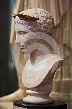 Bust of the ancient Greek god of trade Hermes