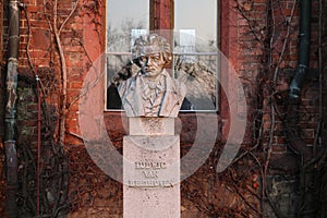 Bust of composer beethoven in red castle Hradec nad MoravicÃ­