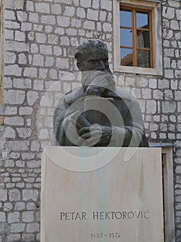 A bust of a Croatian poet in Stari Grad