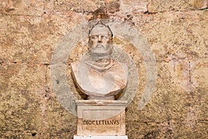 Bust of Emperor Diocletian, underground of Diocletian palace, Split, Croatia. photo
