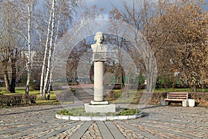 Bust of engineer and inventor Ivan Polzunov in the Russian city of Barnaul