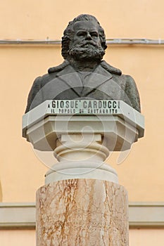 Bust of GiosuÃÂ¨ Carducci, Castagneto Carducci, Tuscany, Italy photo