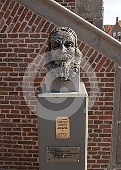Bust of Jan Adriaanszoon Leeghwater at The Town Hall, De Rijp, Netherlands