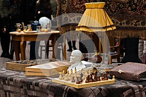Bust of Lenin and chess at Arbat Moscow