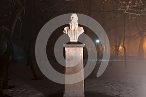 Bust of Leo Tolstoy in Bucharest park