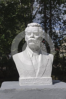 Bust of Maxim Gorky in park