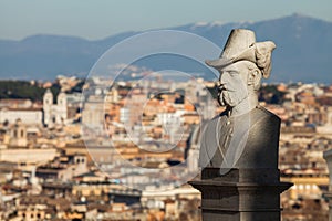 A bust of one of the patriots of Janiculum, Rome, Italy
