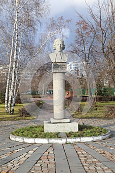 Bust of the Russian inventor Ivan Polzunov in the city of Barnaul