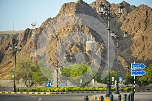 Bustan road and mountains , Muscat, Oman photo