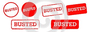 busted red circle and square rubber stamp label sticker sign criminal mark