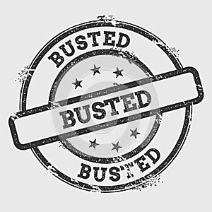 Busted rubber stamp isolated on white background.