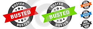 busted stamp. busted round ribbon sticker. tag