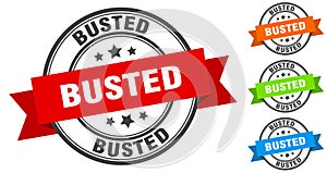 busted stamp. round band sign set. label