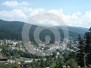 Busteni city and the surroundings view from a point of view 