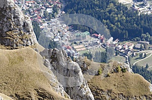 Busteni city view from Bucegi mountains, Romania