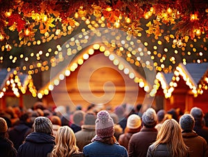 a bustling Christmas market