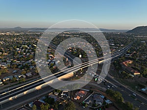 a bustling cityscape featuring a major interstate highway intersection, Gaborone, Botswana, Africa