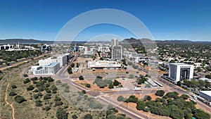 a bustling cityscape with lush vegetation alongside its streets, Gaborone, Botswana, Africa