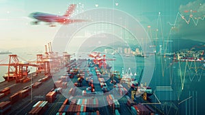 The bustling container port..AI generated image photo