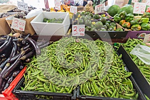 Bustling fruit and vegetable market in Funchal Madeira