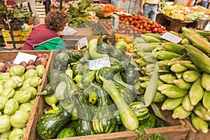 Bustling fruit and vegetable market in Funchal Madeira photo