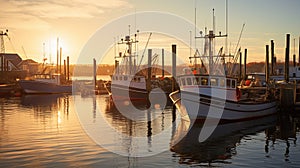 Bustling Harbor at Sunrise