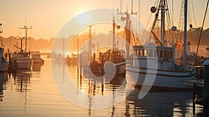 Bustling Harbor at Sunrise