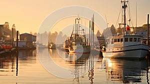 Bustling Harbor at Sunrise