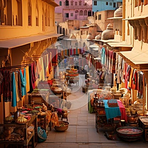 Bustling Marketplace in Jaipur, India