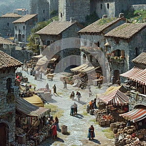 Bustling Medieval Marketplace