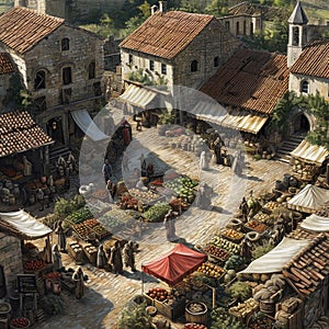 Bustling Medieval Marketplace