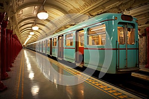 Bustling Metro railway. Generate Ai photo