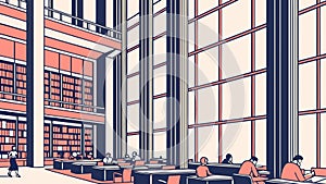 Bustling modern office interior, dynamic workspace and collaboration. vector design Generative AI