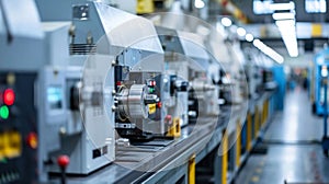 The bustling production floor of a stateoftheart manufacturing facility where rows of advanced CNC machines hum with
