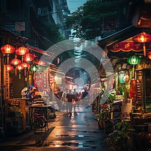 Bustling street in Hanoi, Vietnam