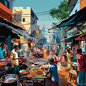 Bustling Street in Mumbai& x27;s Culinary Capital