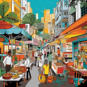 Bustling Street in Mumbai& x27;s Culinary Capital