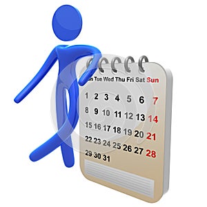 Busy 3d pictogram icon with schedule calendar