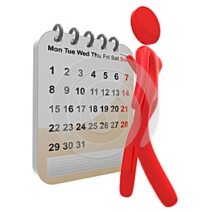 Busy 3d pictogram icon with schedule calendar