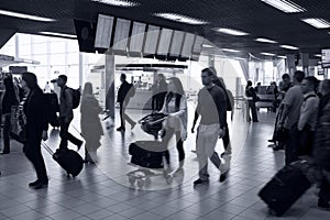 Busy airport interior photo