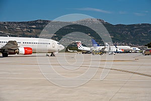 Busy airport scene at Split