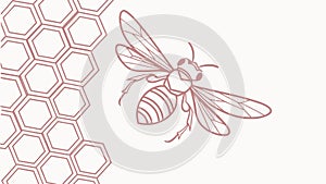 Busy Bee with Honeycomb Pattern Vector for Natural and Eco-Friendly Brands, vector design Generative AI