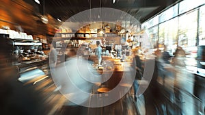 Busy cafe interior with costomer