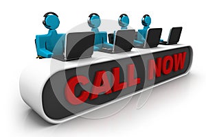 Busy call center operators photo