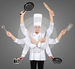 Busy chef concept